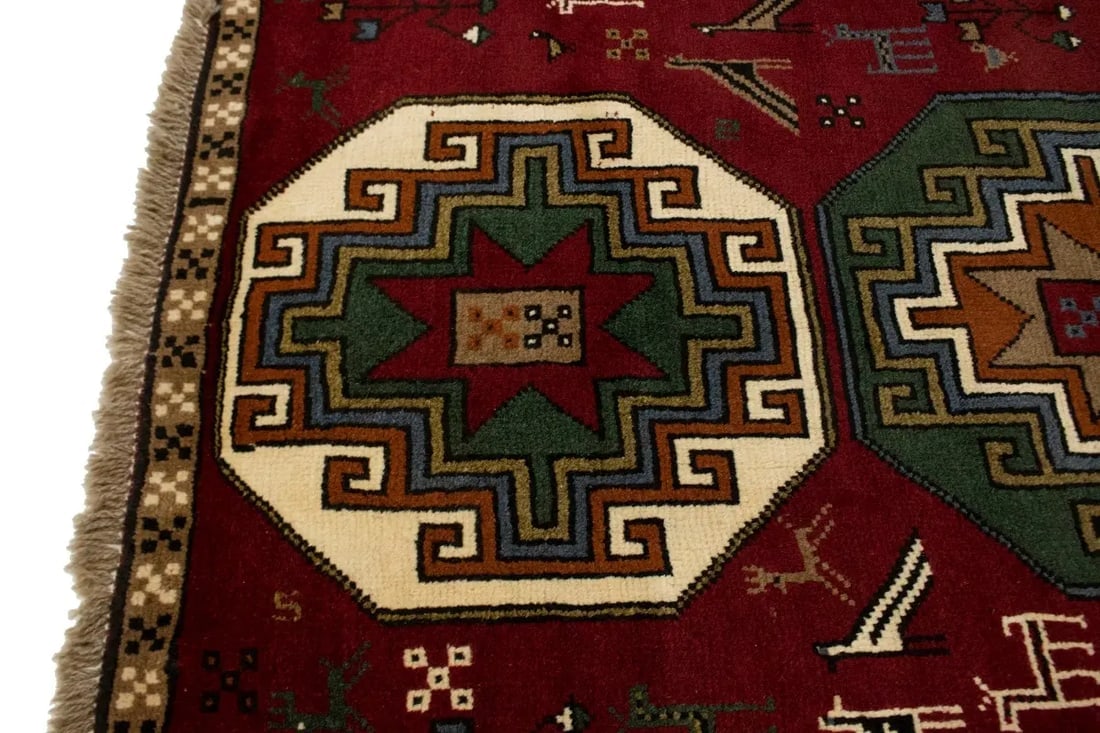 Red Tribal 4X6 Ghoochan Persian Rug - 7
