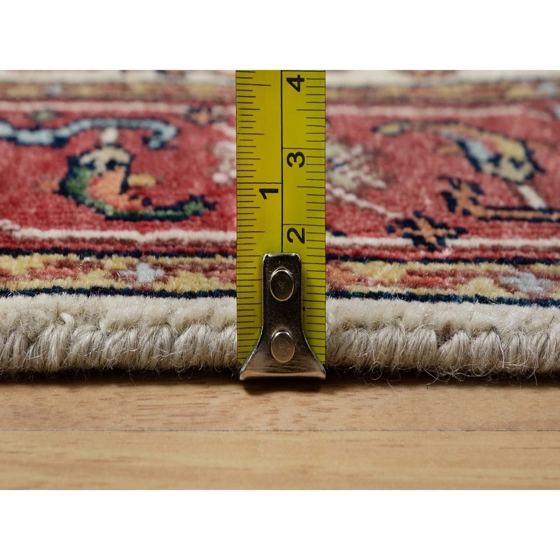 Ivory Wool Heris Re-Creation Large Motifs Hand Knotted XL Runner Rug - 7