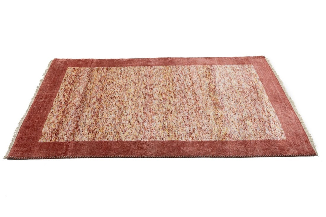 Maroon Red Border Tribal 4'6X6'5 Indo-Gabbeh Oriental Rug - 7