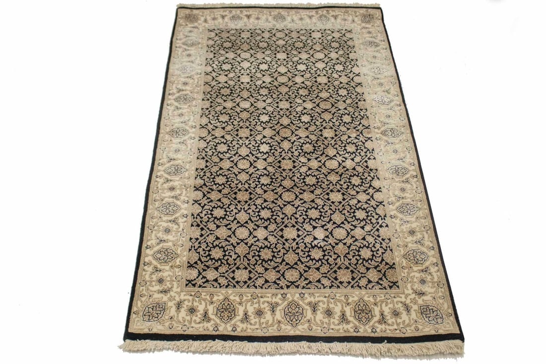 Black Floral Extra Fine 3X5 Herati Oriental Rug - 2