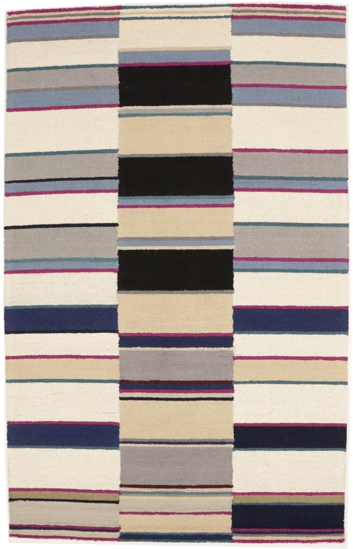 Multicolored Stripes 5X8 Hand-Tufted Modern Rug: Title: Multicolored Stripes 5X8 Hand-Tufted Modern Rug Description:Kids Room Modern Rug Multicolor Stripes 5X8 Hand-Tufted Contemporary Wool Carpet Date/Period: Materials:Wool Dimension:5'0 X 8'0 Ft