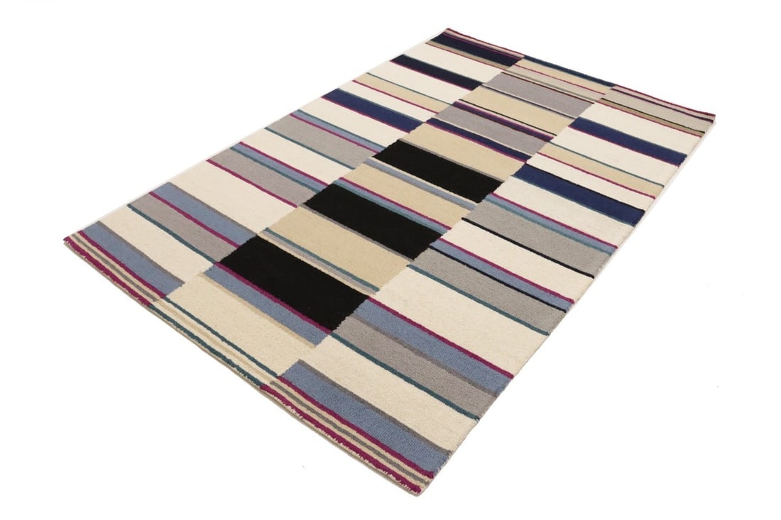 Multicolored Stripes 5X8 Hand-Tufted Modern Rug - 4