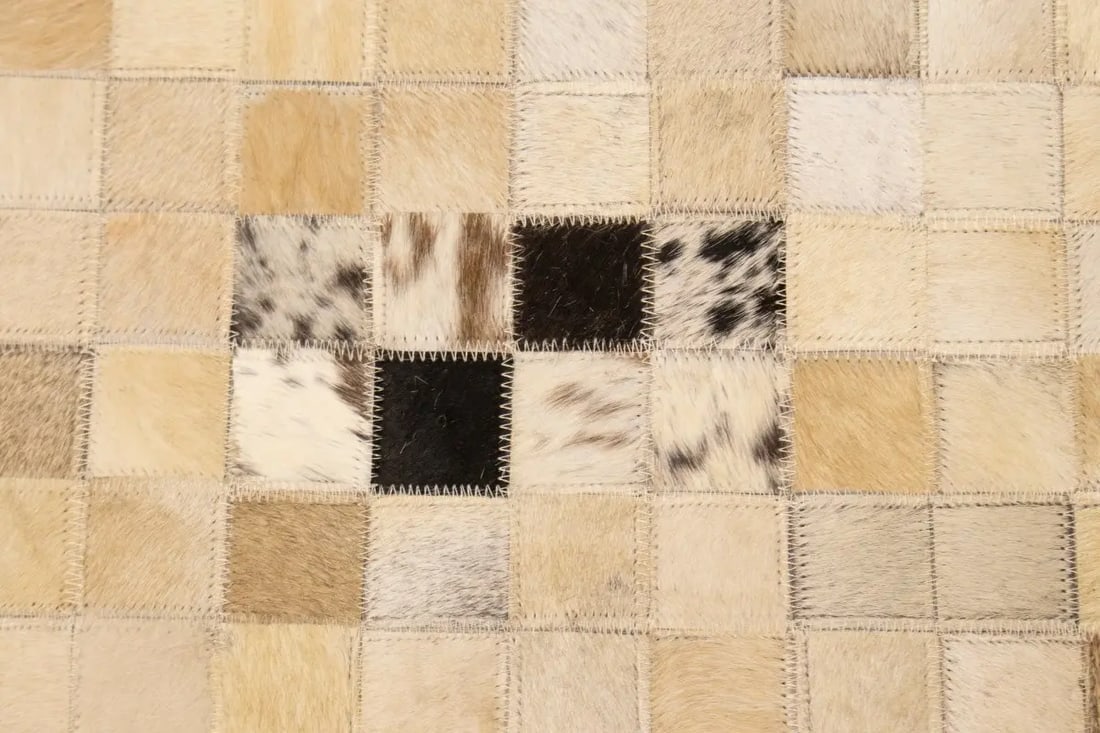 Multi Beige Brown Cowhide 6X6 Modern Leather Round Rug - 5