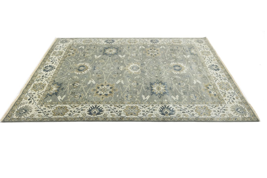 Taupe Floral Osh Chobi 9X12 Peshawar Oriental Rug - 7