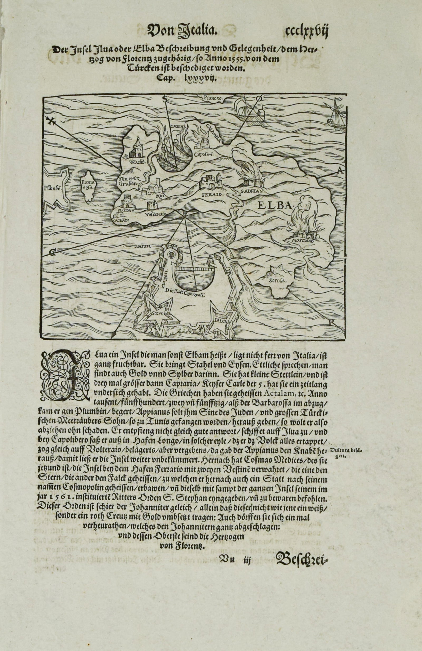1598 Munster/Petri Maps of Elba [verso] Sicily -- Elba [verso] Sicilia - 2