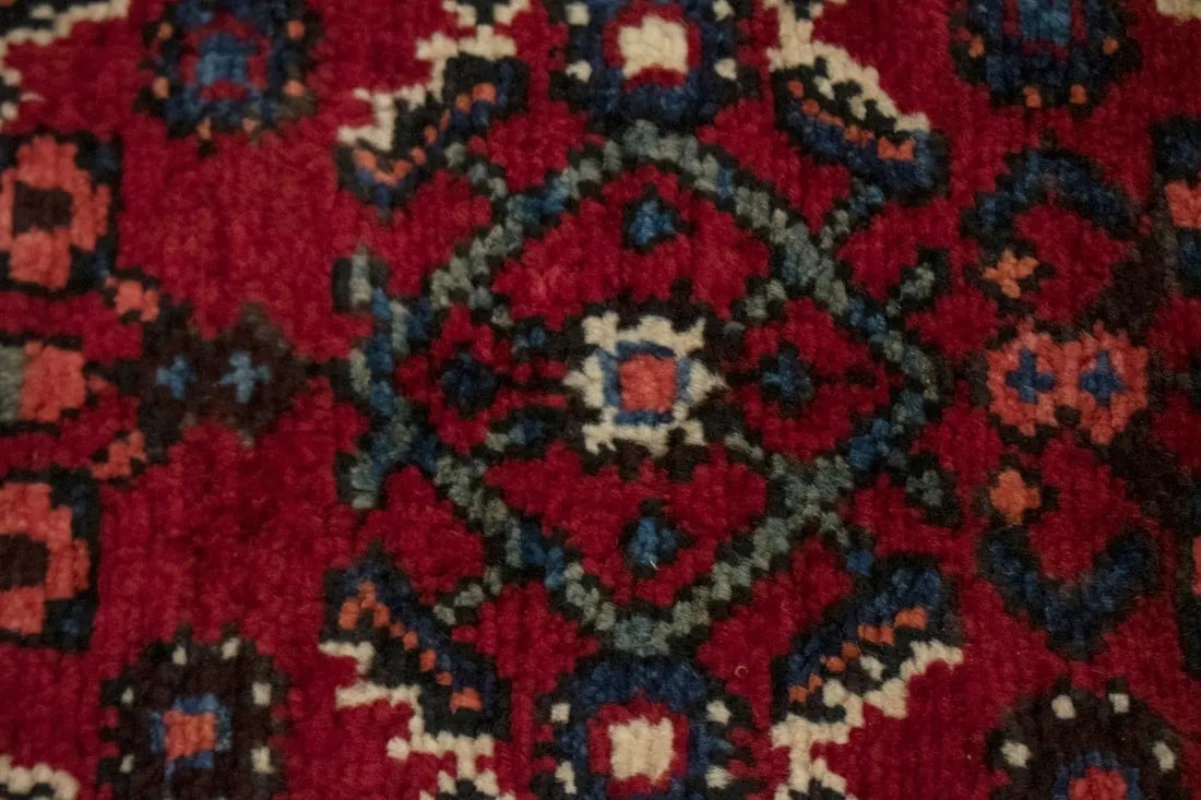 Vintage Red Allover Tribal 4X7 Hossainabad Persian Rug - 7