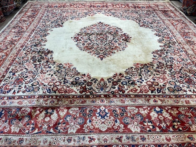 Antique Square Size Persian Sarouk Rug-1048 - 4