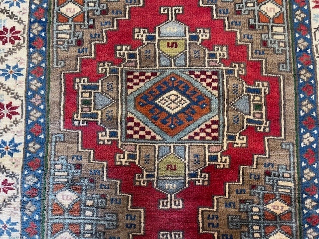 Antique Turkish Geometric Runner-4063 - 4