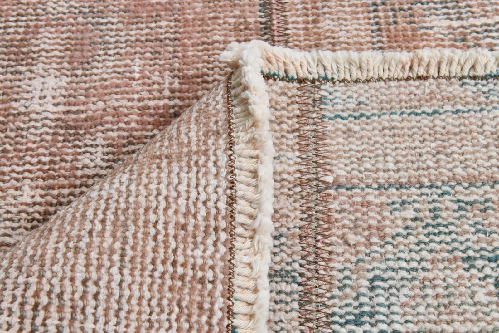 1'11'' x 4'3'' Handmade Vintage Wool Patchwork Rug - 21602 - 14