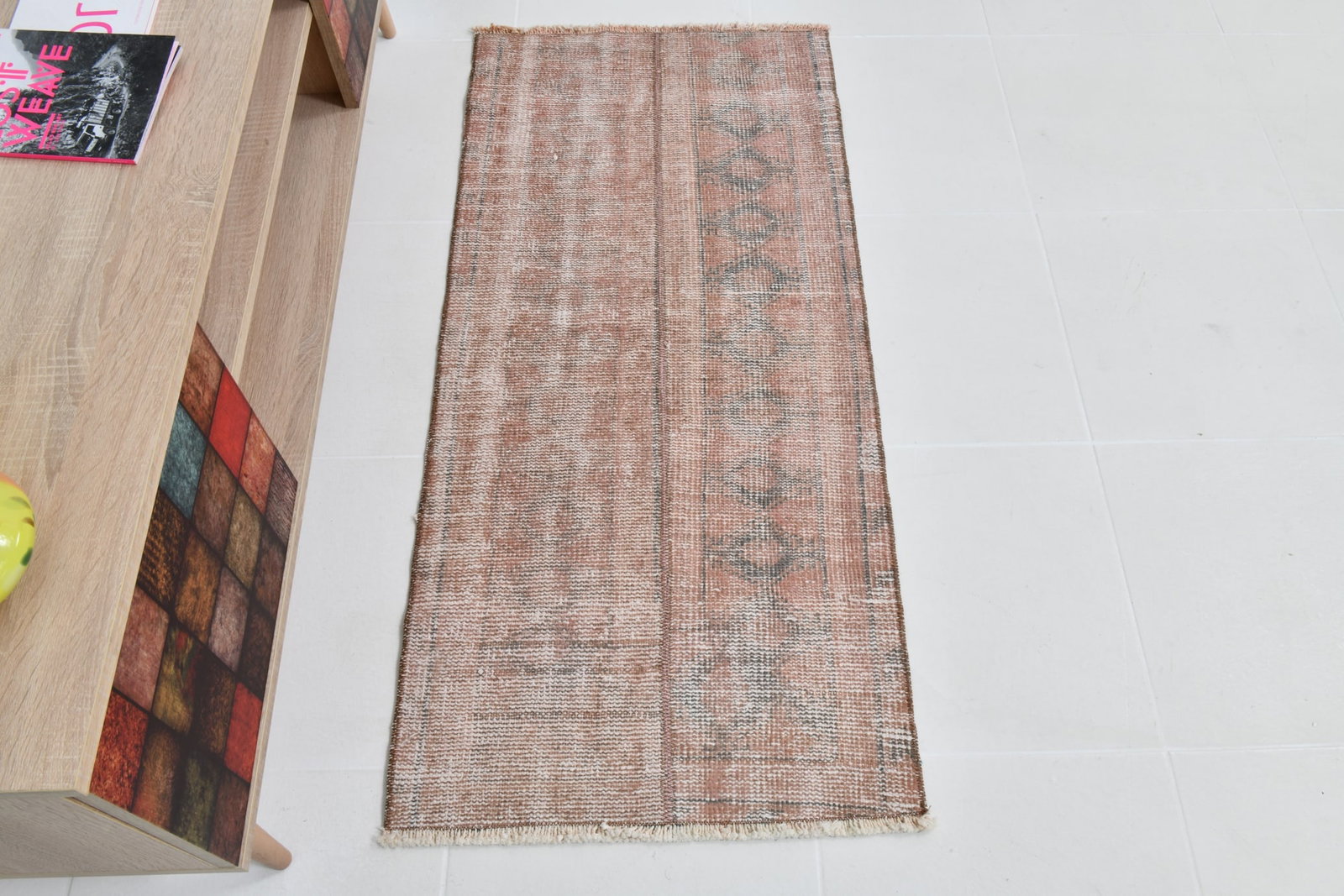 1'11'' x 4'3'' Handmade Vintage Wool Patchwork Rug - 21602 - 5