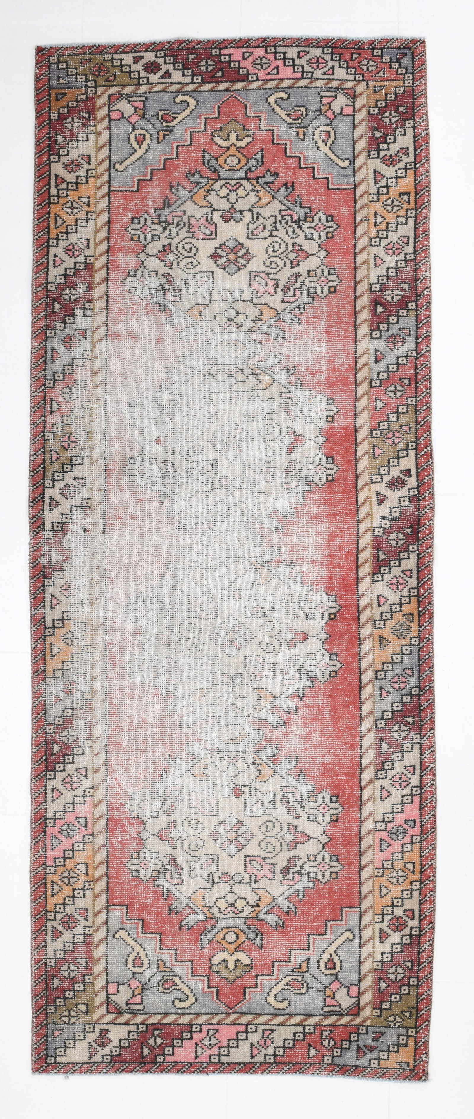 3'4'' x 8'6'' Turkish Vintage Runner Rug - 3931: Title: 3'4'' x 8'6'' Turkish Vintage Runner Rug - 3931 Description:3'4'' x 8'6'' Turkish Vintage Runner Rug - 3931 Origin:Turkiye Date/Period:1960-90 Materials:Wool,Cotton Dimension:3'4''x8'6'' ft,