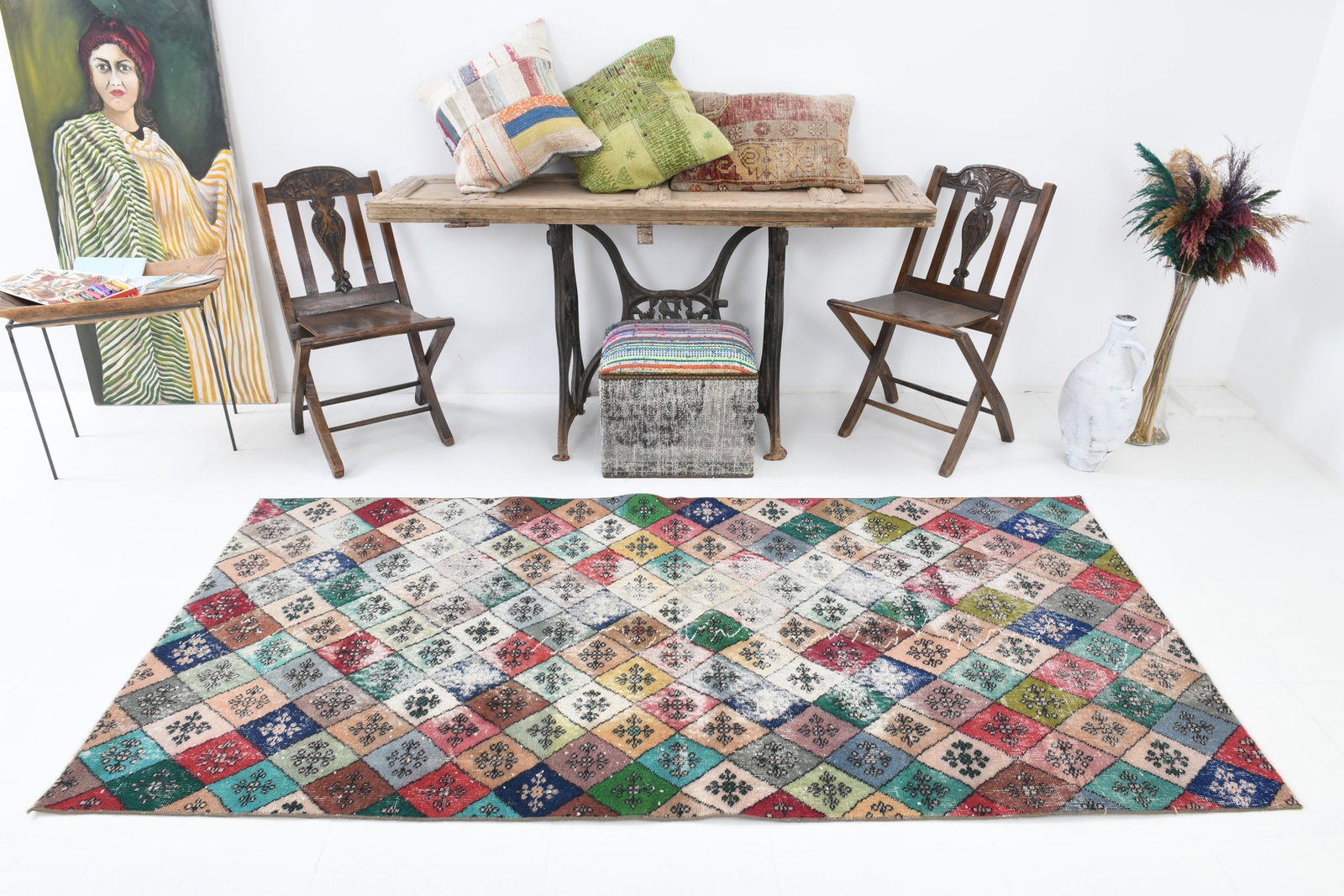 3'8'' x 7'10'' Vintage Felt Rug in Wool - 1998 - 2