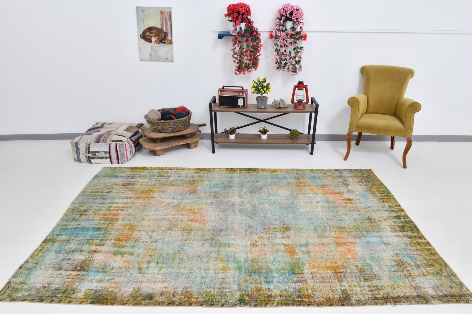 6'2'' x 9'3'' Handmade Vintage Wool Rug - 21063 - 2