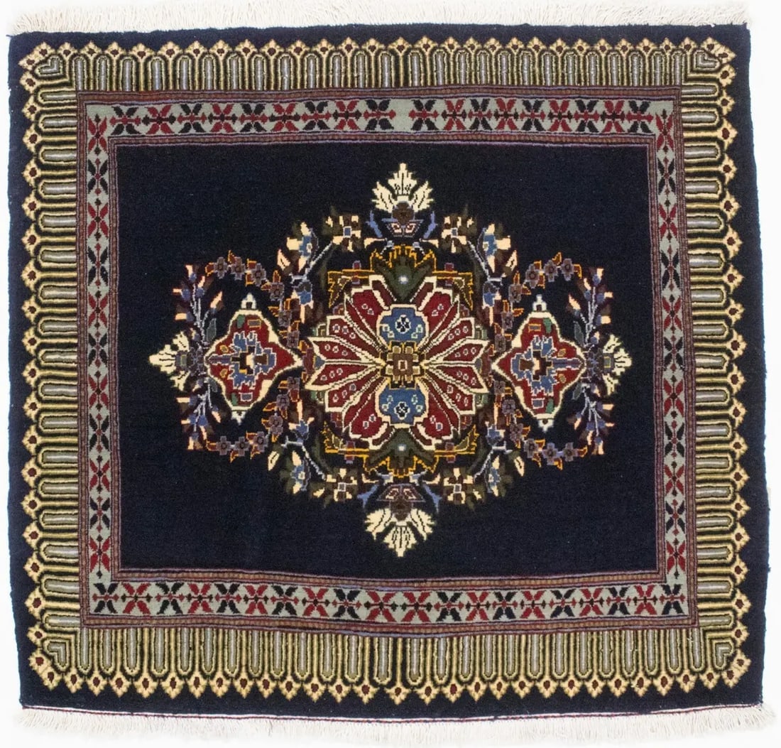 Vintage Purple-navy 3X3 Kashan Persian Square Rug (1 of 14)