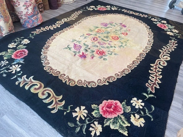 Antique American Room size Hooked rug-1409 (1 of 11)