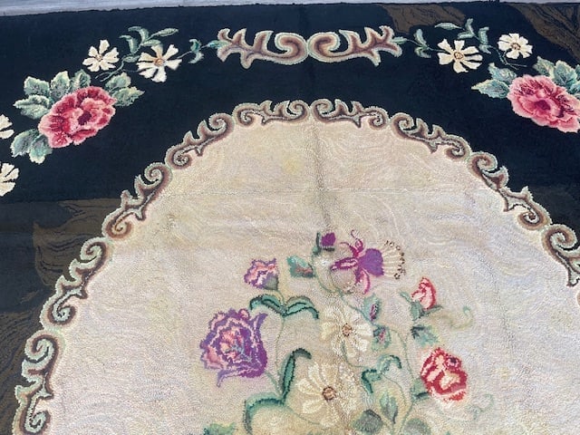 Antique American Room size Hooked rug-1409 - 7