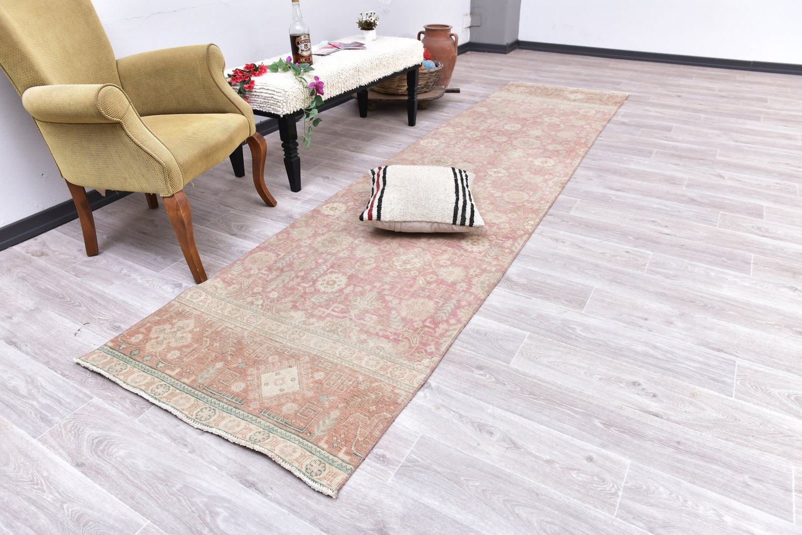 3'0'' x 12'2'' Unique Handmade Vintage Rug - 4776 - 2