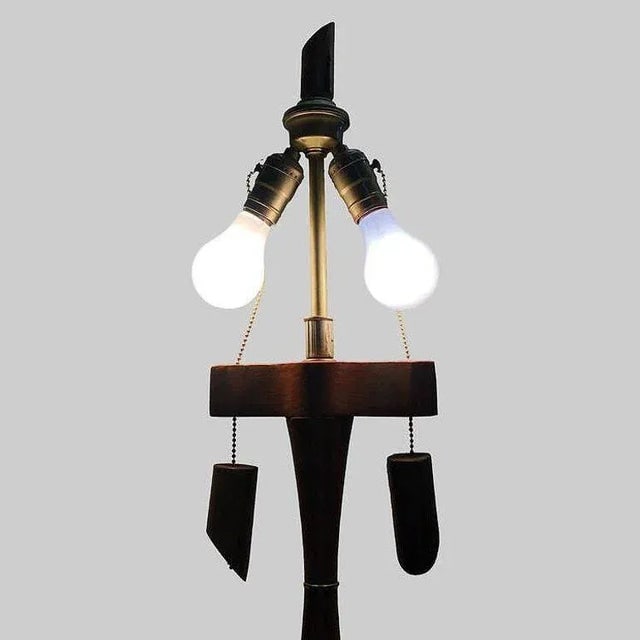1950s Restored Koa Wood & Rattan Sculptural Floor Lamp With Ricemat Wrap, Pair - 7