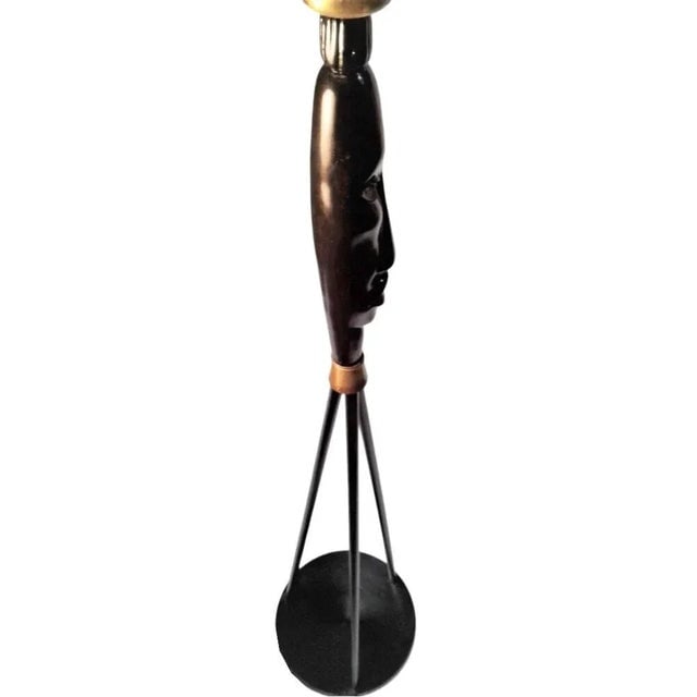 Mid-Century Frederic Weinberg Floor Lamp Mask Man Ray Tiki - 4