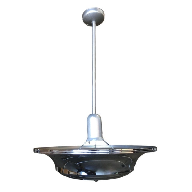 2 Layer Chrome Art Deco Streamline Saucer Ceiling Pendant Chandelier, 5 Available - 2