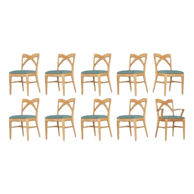 1950s Mid-Century Blond Birch Dining Chair Attributed toPaul Frankl for Brown Saltman, Set of 10: Title: 1950s Mid-Century Blond Birch Dining Chair Attributed toPaul Frankl for Brown Saltman, Set of 10 Description: Set of 10 blond birch dining chairs Attributed to Paul Frankl for the Brown Saltman