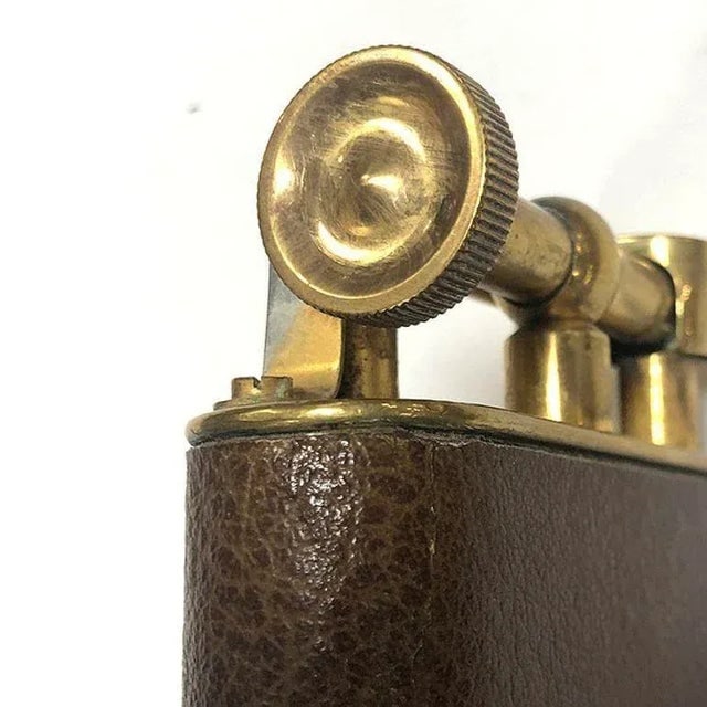 1950s "The Classic Lighter" Brass& Leather Jumbo Tabletop Lighter - 7