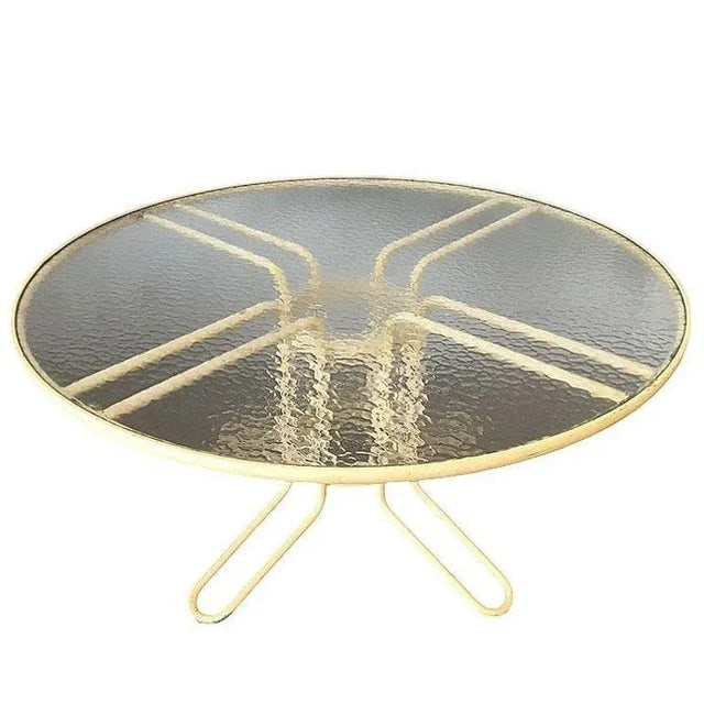 Modern Round "Kailua" Glass & Tubular Steel Patio Table by Brown Jordan, Attributed - 2
