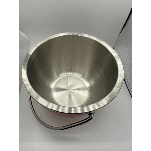 1960s Mid-Century Red Acrylic & Stainless Steel Ice Bucket - 6