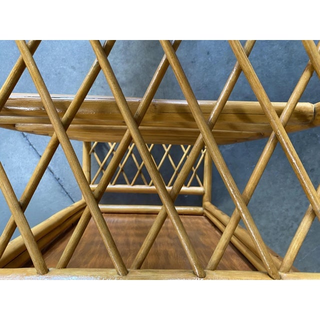 1950s Rectangle Rattan Coffee Table With Diamond Link Side - 6