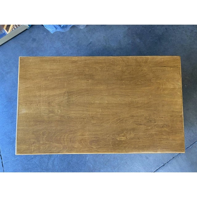 1950s Rectangle Rattan Coffee Table With Diamond Link Side - 7