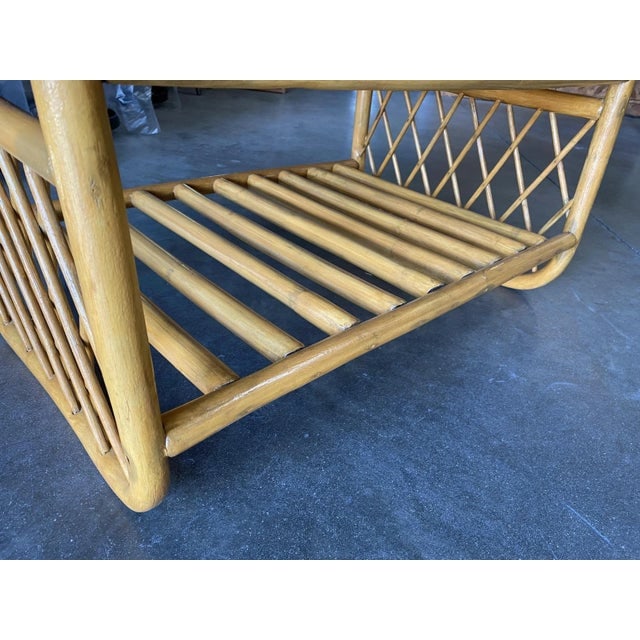 1950s Rectangle Rattan Coffee Table With Diamond Link Side - 9