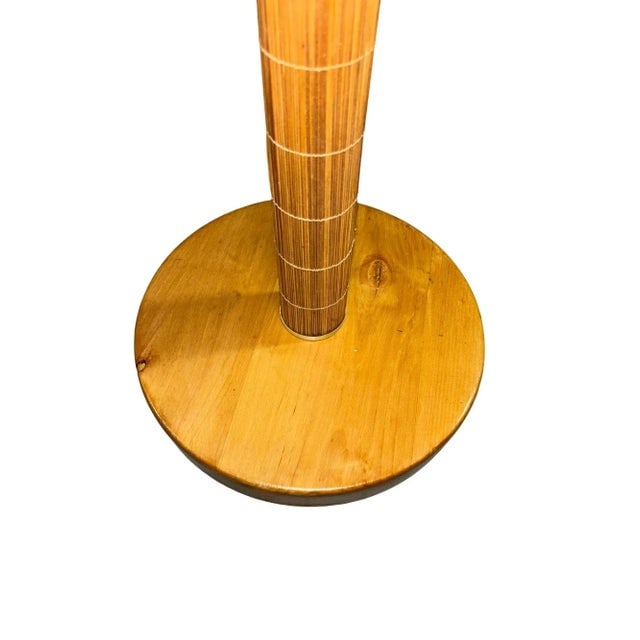 Mid-Century Rattan & Brass Floor Lamp with Reed Accents - 4