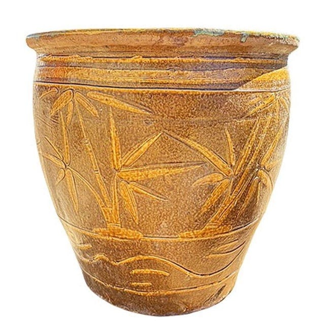 19th Century Large Bird & Bamboo Art Pottery Chinese Egg Pot Jardini√®re Planter - 6