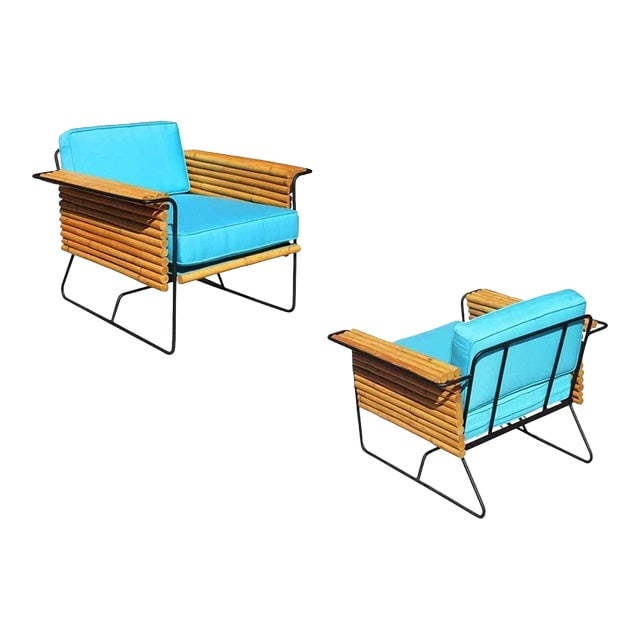 Restored Pair of Wrought Iron and Rattan Ski Club Lounge Chairs by Shirley Ritts (1 of 4)