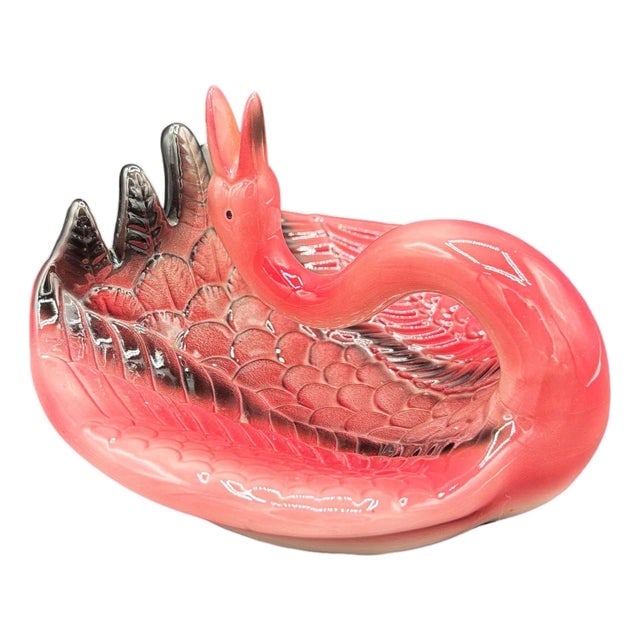 1983 Pink Flamingo Ceramic Ashtray W/ Holder by Sarsaparilla (1 of 7)