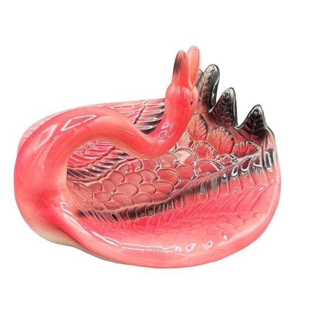 1983 Pink Flamingo Ceramic Ashtray W/ Holder by Sarsaparilla - 3