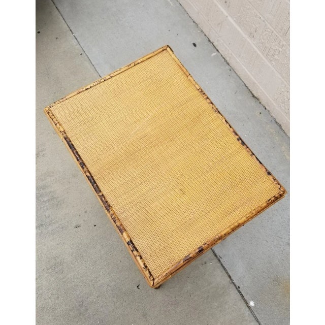 Restored Tiger Tortoise Bamboo Pedestal Side Table Storage Box - 6