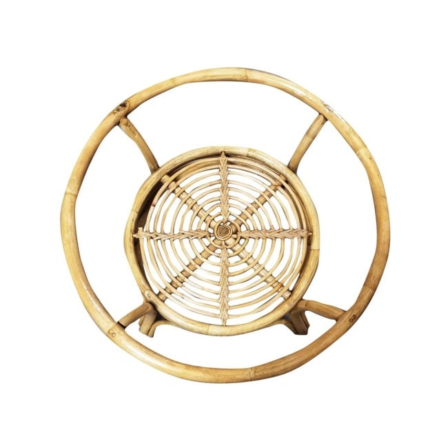 Restored Round Two-Tier Rattan Spiral Coffee Table With Glass Top - 4