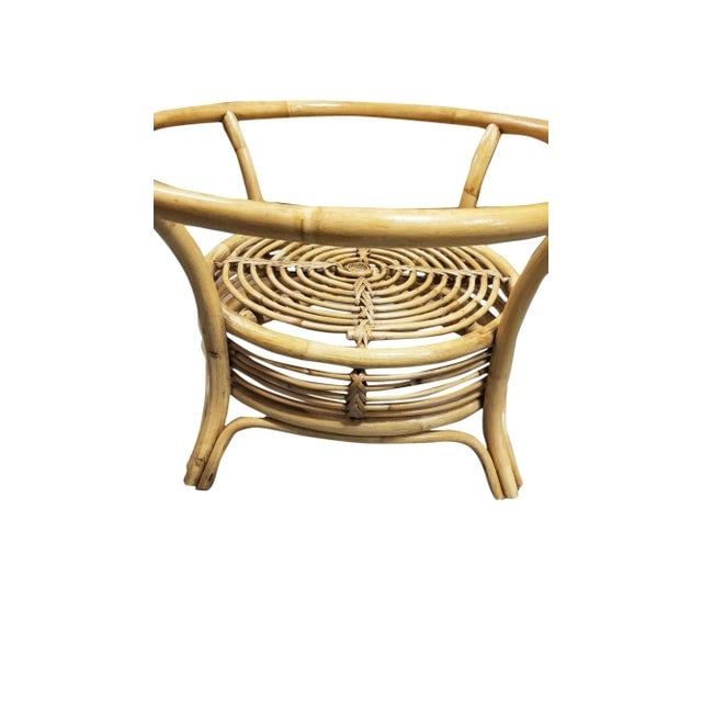 Restored Round Two-Tier Rattan Spiral Coffee Table With Glass Top - 5