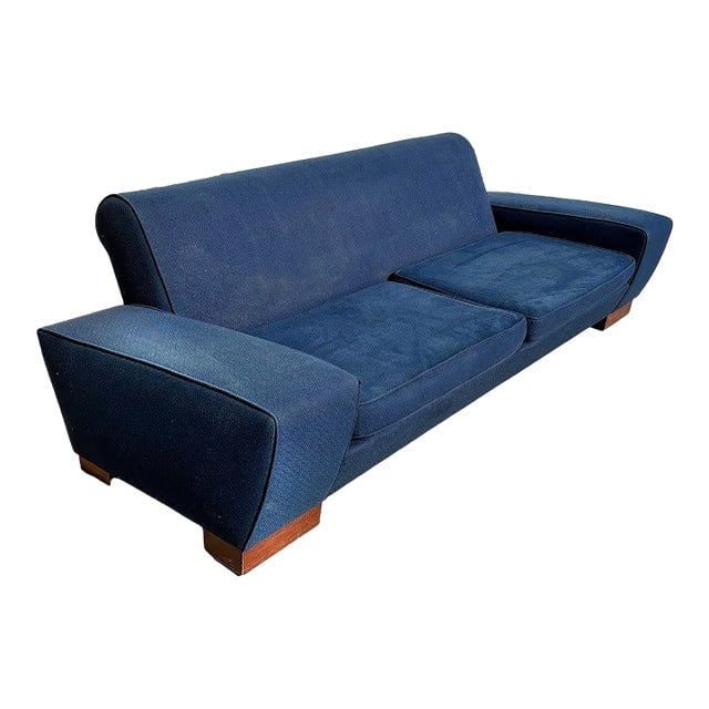1940s Art Deco Speed Arm Geometric Sofa in the Style of Paul Frankl (1 of 7)