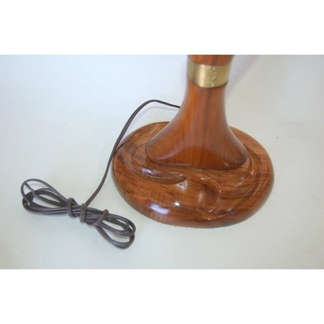 Free-Form Abstract Carved Mahogany Table Lamp W/ Brass Accents by Jascha Heifetz - 8