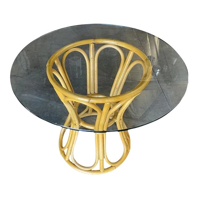 Restored Boho Chic Rattan "Hour Glass" Dining Table (1 of 8)