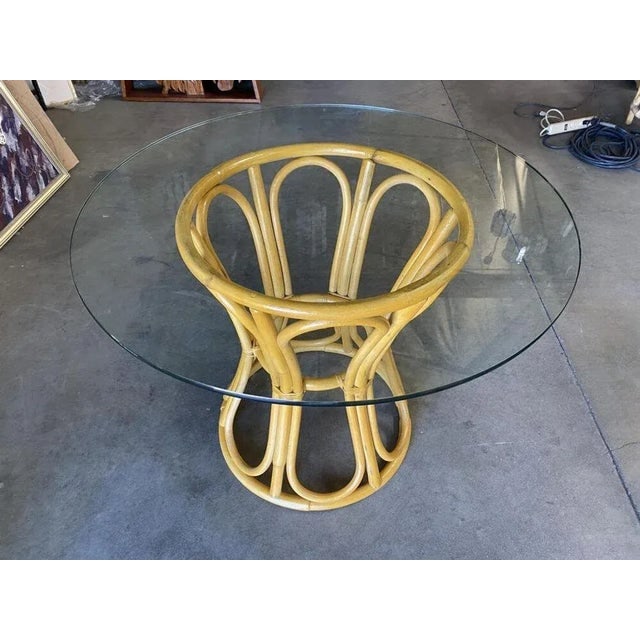Restored Boho Chic Rattan "Hour Glass" Dining Table - 2