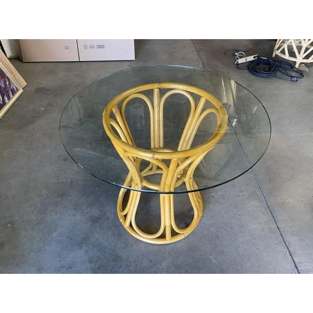 Restored Boho Chic Rattan "Hour Glass" Dining Table - 3