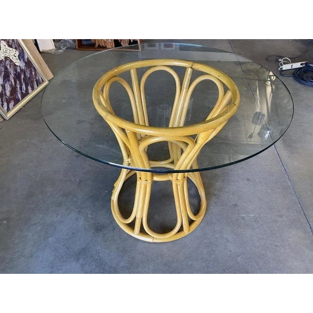 Restored Boho Chic Rattan "Hour Glass" Dining Table - 4