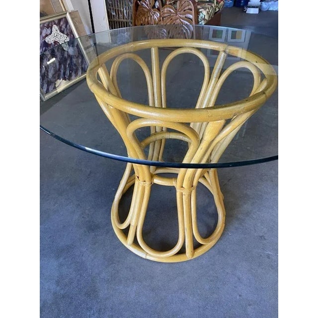 Restored Boho Chic Rattan "Hour Glass" Dining Table - 5