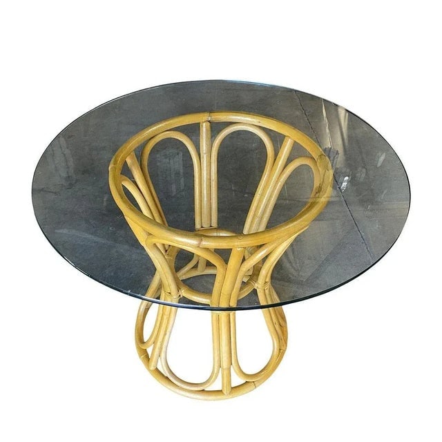 Restored Boho Chic Rattan "Hour Glass" Dining Table - 8