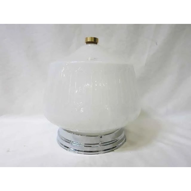 Art Deco Bell Shape Ceiling Glass Globe Pendant With Geo Pattern - 2