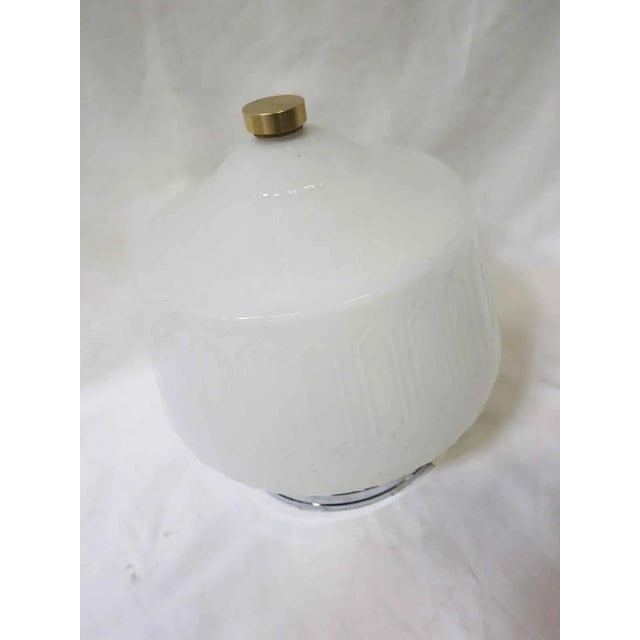 Art Deco Bell Shape Ceiling Glass Globe Pendant With Geo Pattern - 5