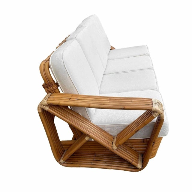 1940s Original Hand Made Rattan by Paul Frankl, His Historic Multi-Strand Square Pretzel Sofa and - 10